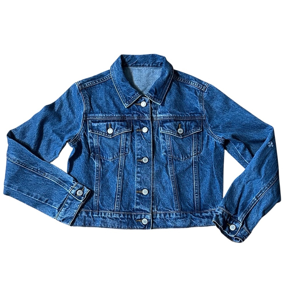 John Galt Denim Jean Jacket Women S Blue Med Wash Cropped Cotton Button Down EUC